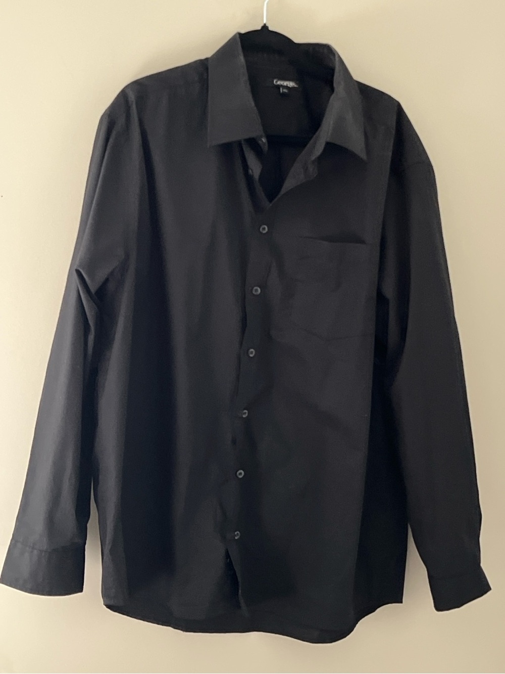 George Men’s Black Long Sleeve Dress Shirt 17.5 Classic Fit